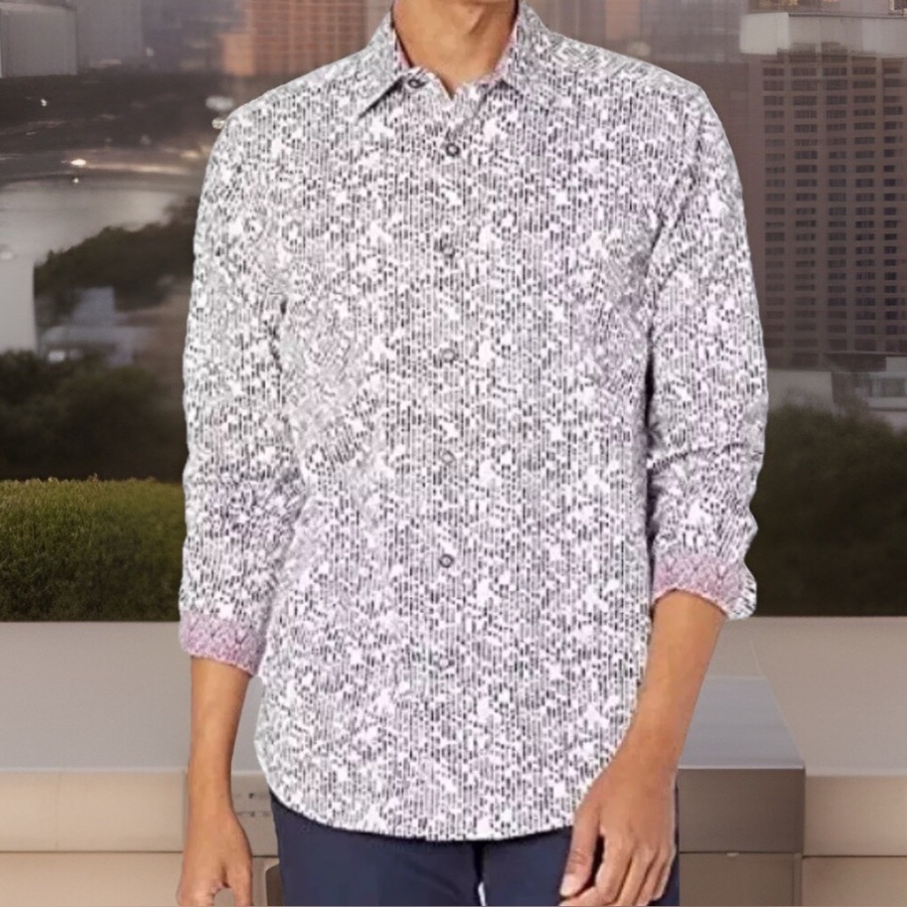 ROBERT GRAHAM Elis Printed‎ Shirt Purple Button up Sz XL $198